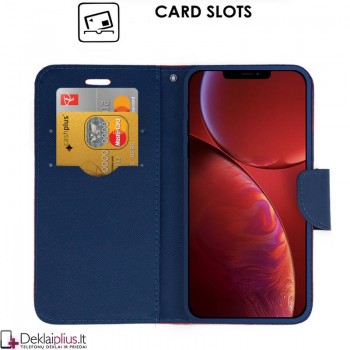 Telone fancy dėklas su skyreliais - raudonas (telefonui Apple Iphone 13)